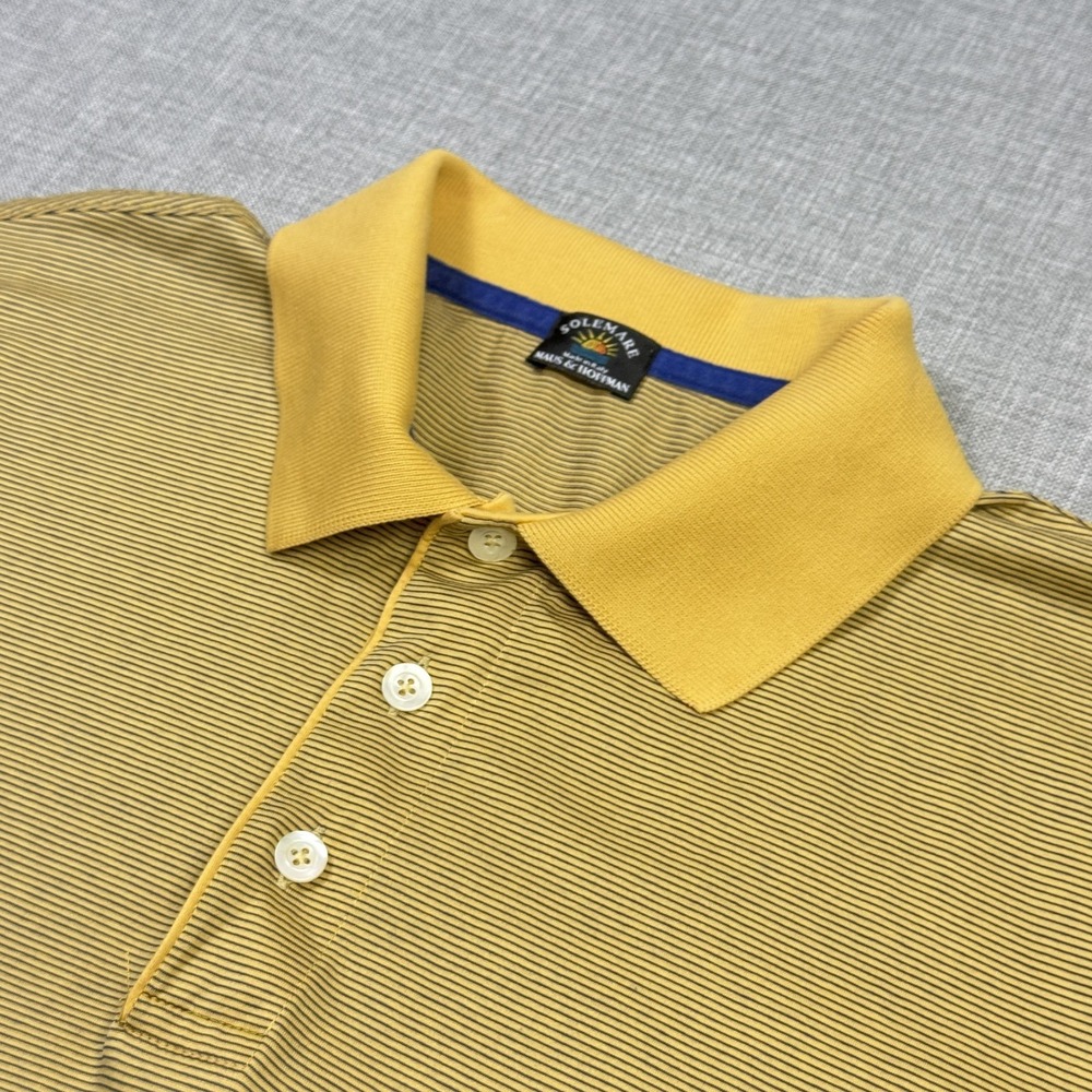 Solemare Maus & Hoffman Polo Shirt Mens Large Yellow Short Sleeve Made In Italy